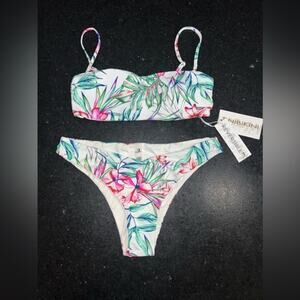 NEW •TiNiBiKiNi REVERSIBLE WHITE & TROPICAL FLORAL BIKINI SZ M